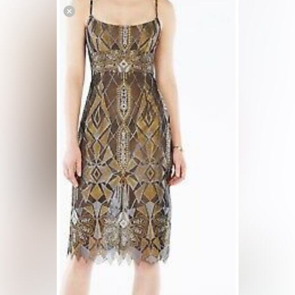 BCBGMAXAZRIA Alese Geometric Metallic Lace Cocktail Dress, EUC, Size 8 MSRP $448 - Picture 3 of 13